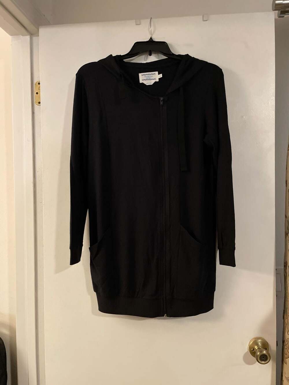 Simply Vera Vera Wang Simply Breathe Black Zip-Up Longline Hoodie Tunic